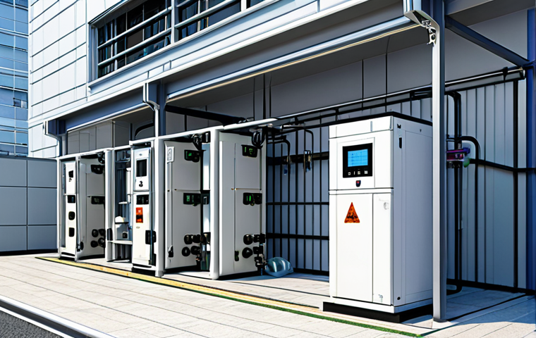 **

A detailed CAD drawing of an electrical substation within a modern building. Emphasize energy-efficient design elements and clear labeling. Incorporate the kanji for "省エネ" (shōene, energy saving) subtly in the background. The style should be technical and precise, like a blueprint.

**